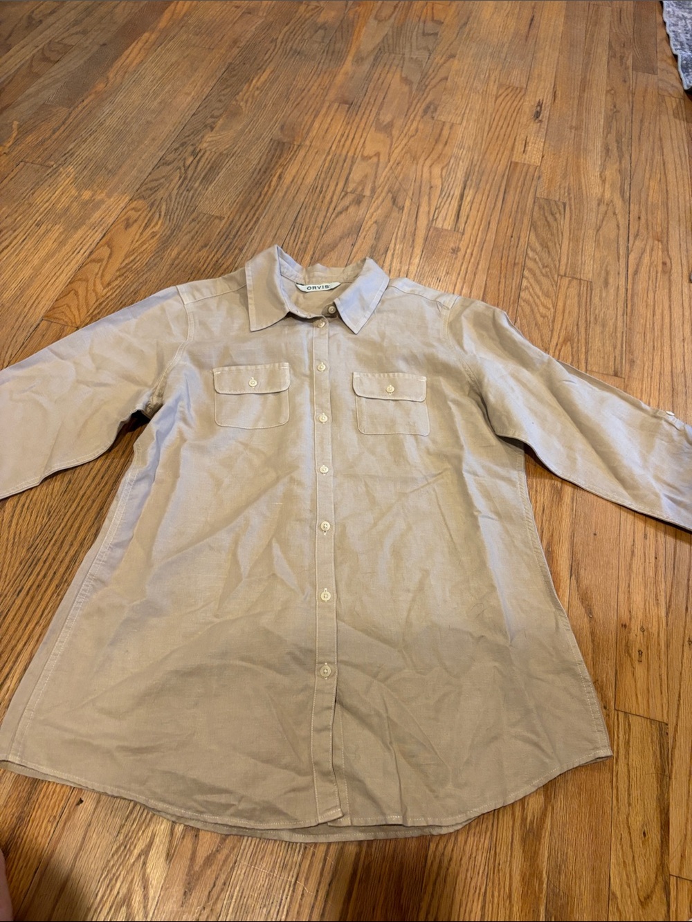 Orvis Light Beige Casual Button-Down Shirt